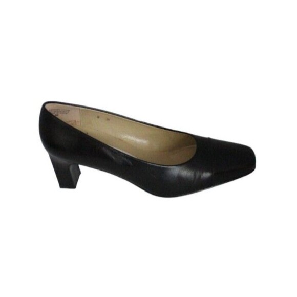 Etienne Aigner Pumps Strada Black Leather Square Toe Heels Shoes Size 8 - Picture 1 of 10
